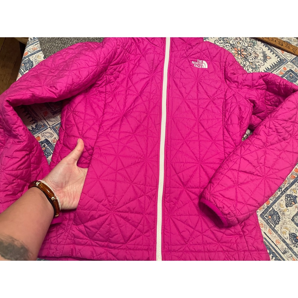 The North Face Womens Pink Thermoball Quilted Puffer Jacket Full Zip Large - Picture 3 of 4